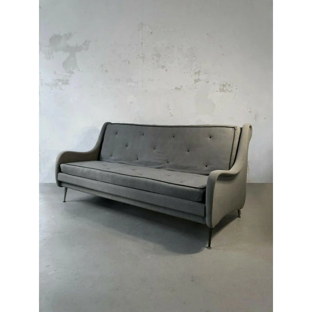 Metal Sofa with Grey Felt, France, 1950s For Sale - Image 7 of 10