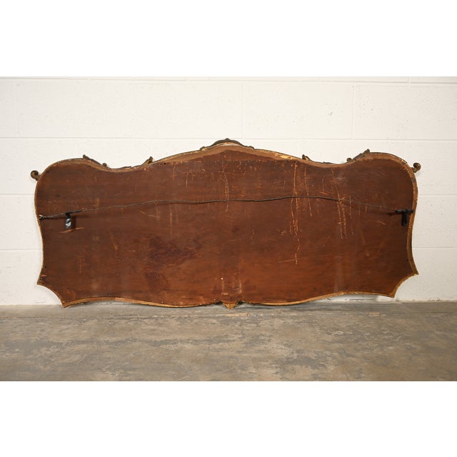 Gold Antique Italian Rococo Louis XV Carved Giltwood Framed Wall Mirror, Circa 1900 For Sale - Image 8 of 9