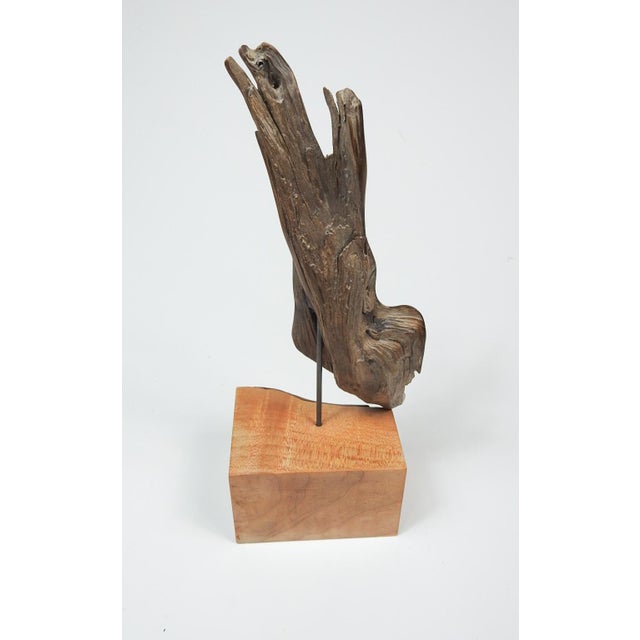 2017 Handcarved Wood Face on Stand Sculpture For Sale - Image 4 of 14