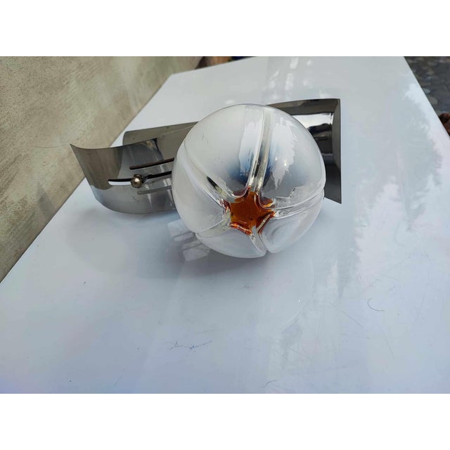 Wall Lamp in Nickel-Plating & Murano, 1960s For Sale - Image 6 of 9