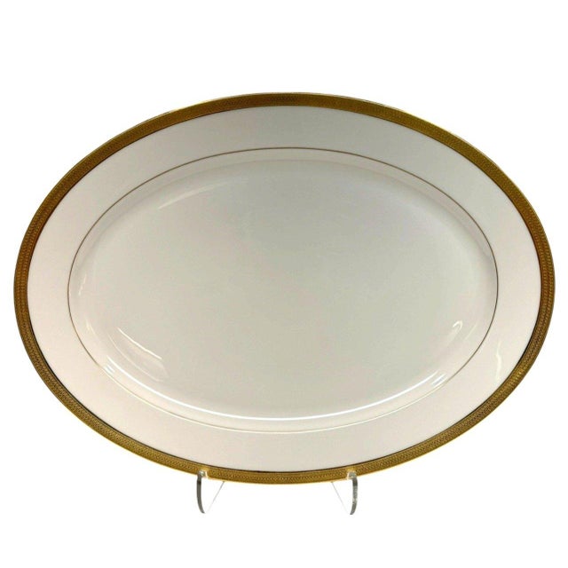 Traditional Lenox Lowell P-67 Gold Stamp Large Oval Serving Platter 17.25" Gold Encrusted Usa For Sale - Image 3 of 5