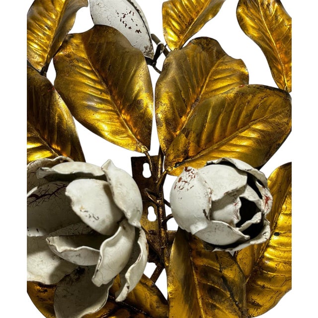 1950s Italian Gilt Metal Wall Floral Sculpture For Sale - Image 6 of 8