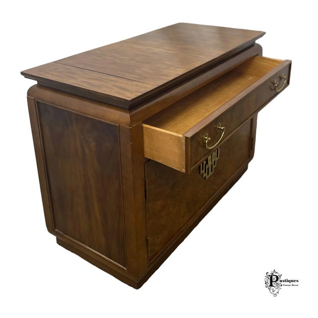 Vintage Century Raymond Sobota Chin Hua Collection Chinoiserie Style Burl Wood Flip Top Server / Sideboard For Sale - Image 9 of 12