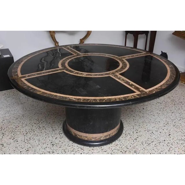 Maitland - Smith Maitland Smith Tessellated Marble and Brass Dining Set For Sale - Image 4 of 16