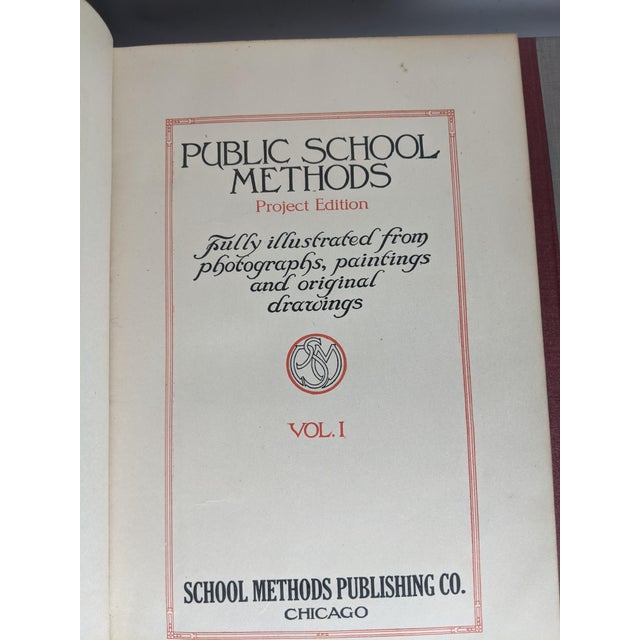 Antique 1922 Public School Methods Educational Books – Red & Gold 3-Volume Set For Sale - Image 4 of 8