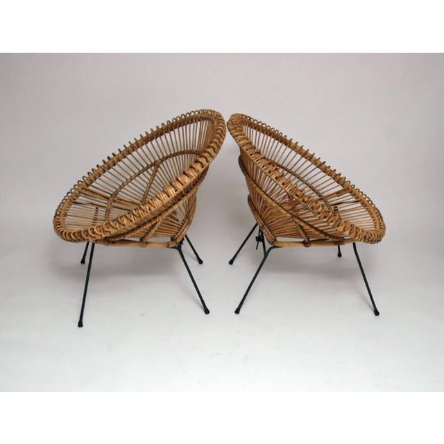 Mid-Century Modern Set of French Rattan Chairs, 1960s For Sale - Image 3 of 7