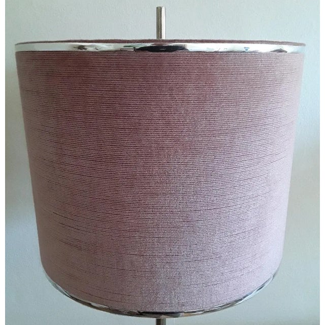 1970s Vintage German Floor Lamp with Base and Grip in Teak & Chrome-Plated Metal Rod and Pink-Colored Screen with Plastic Difusor, 1970s For Sale - Image 5 of 9