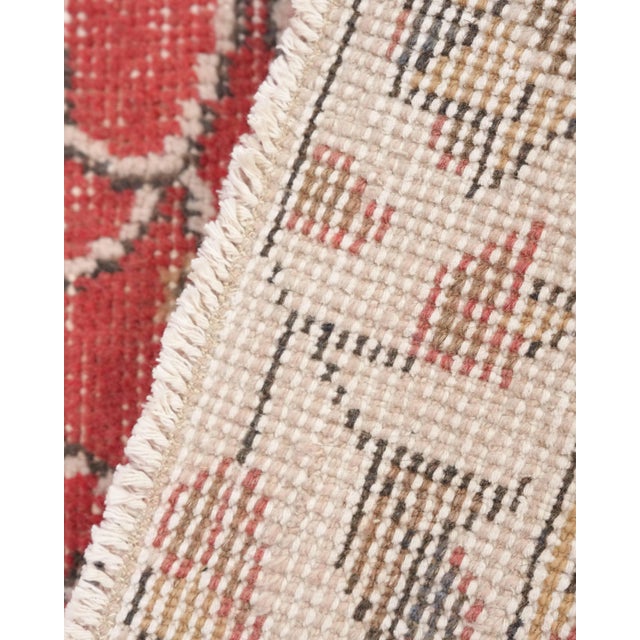 1970s Vintage Turkish Oushak Handmade Wool Cotton Red Area Rug For Sale - Image 4 of 11
