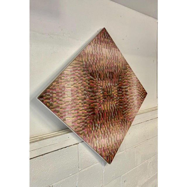 Vintage Mid Century Signed Abstract Geometric Oil Painting For Sale - Image 4 of 7