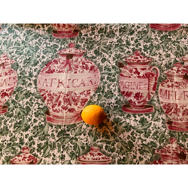 Rare French Apothecary Toile Fabric - Vatican Museum Archive Design, 1930s Description A remarkable discovery from...