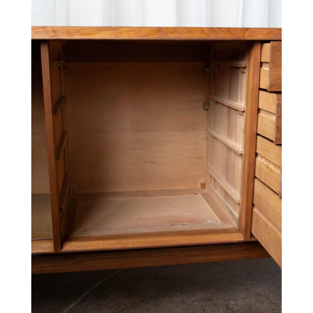 Wood 1950s Butternut Diamond-Front Sideboard by Salvatore Bevelacque, Attributed For Sale - Image 7 of 15