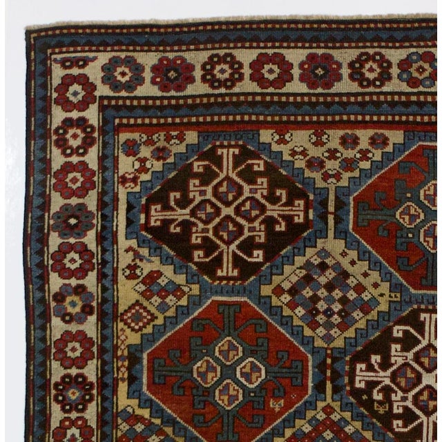 Fine Antique Mogul Kazak Rug 4’7" X 7’7" For Sale - Image 4 of 5