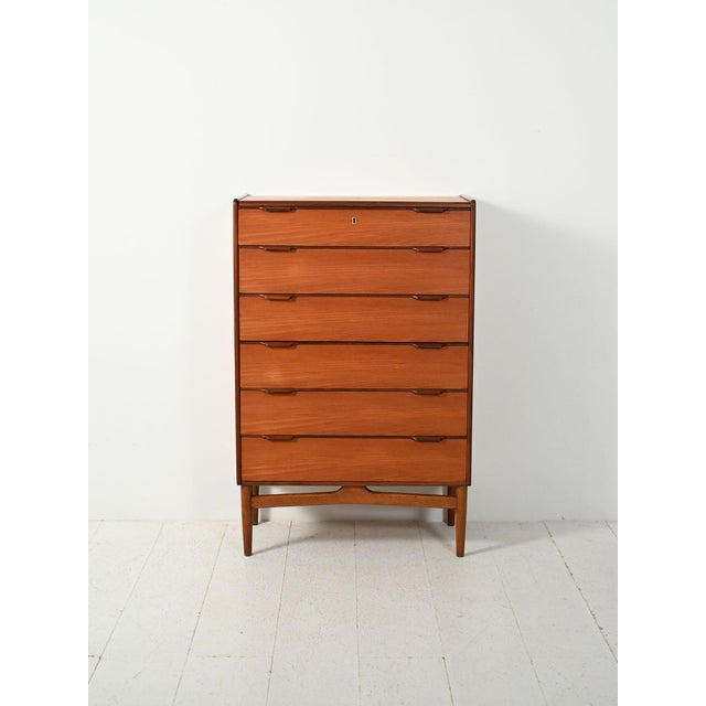 Brown Danish Teak Chest of Drawers with Contrasting Details, 1960s For Sale - Image 8 of 8
