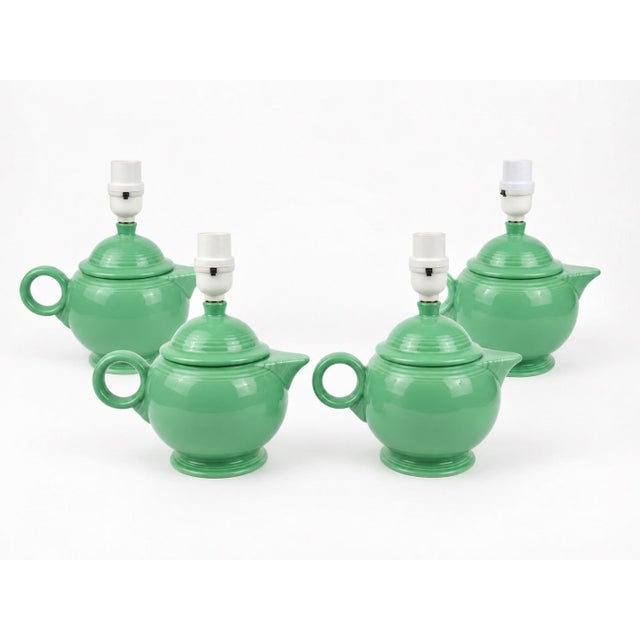 Vintage Green Ceramic Teapot Accent Lamps - a Pair For Sale - Image 9 of 9