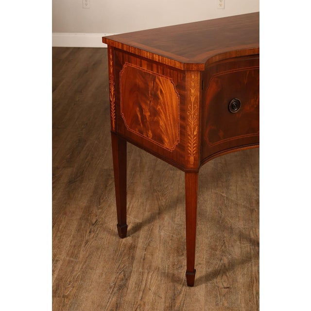 Brown Federal Style Custom Mahogany Sideboard With Inlay And Tambour Door For Sale - Image 8 of 18