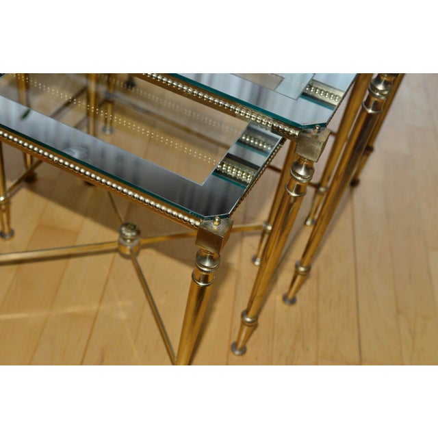 1960s Nesting Tables in Brass and Glass in the style of Maison Baguès, 1960s, Set of 3 For Sale - Image 5 of 13