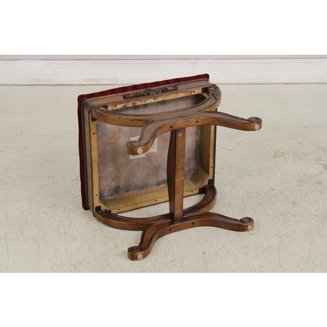 Pair of Mahogany French Style Upholstered Footstools For Sale - Image 12 of 13