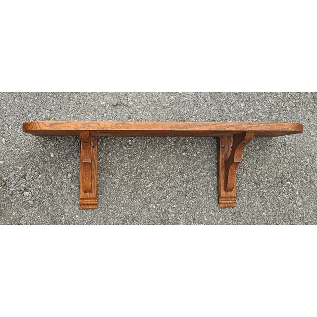 Mid Century Arts and Crafts Mission Style Oak Wall Shelf For Sale - Image 4 of 8