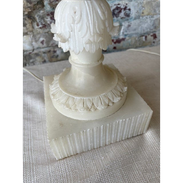 Alabaster Vintage Carved Alabaster Table Lamps - a Pair For Sale - Image 8 of 13