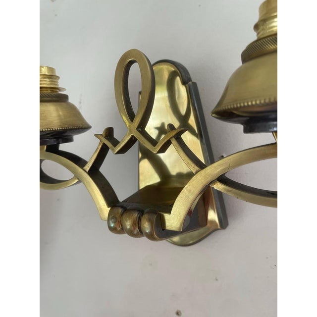 French Art Deco Bronze Wall Sconces from Liberos Paris, 1940s, Set of 2 For Sale - Image 9 of 10