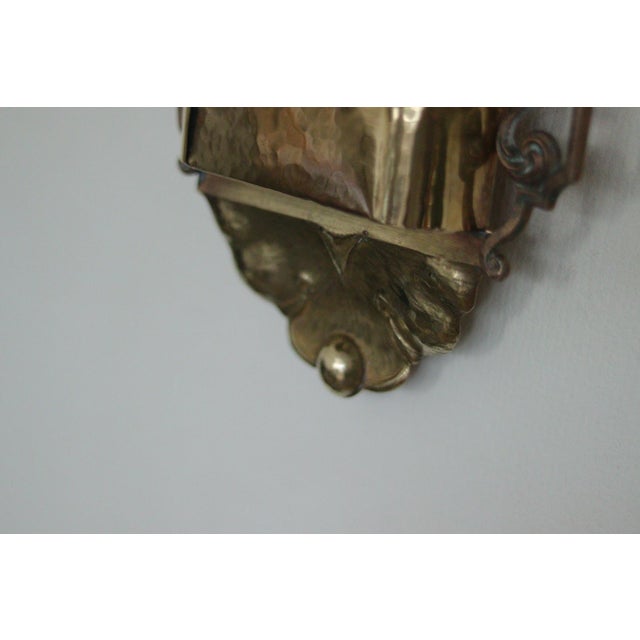 Antique Swedish Arts & Craft Copper & Brass Sconces, Set of 2 For Sale - Image 4 of 16