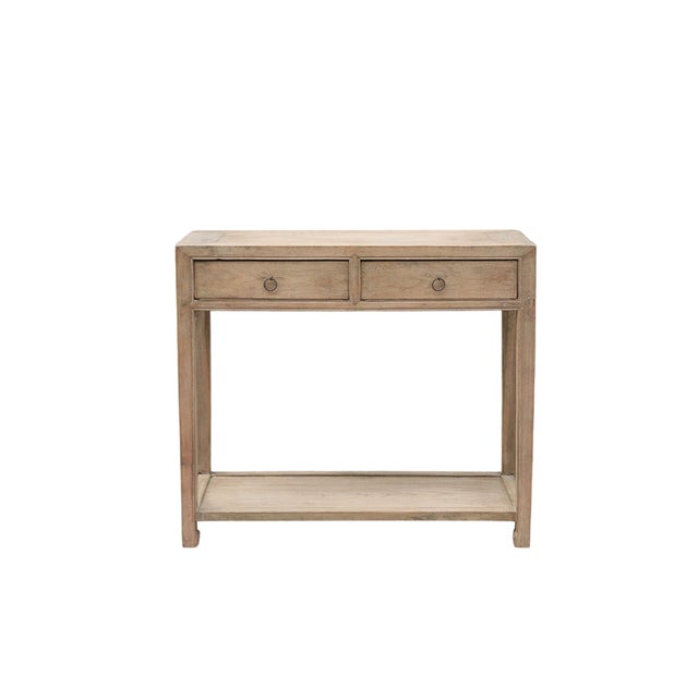 Farmhouse Vintage Chinese Bleached Elm Hall Table For Sale - Image 3 of 5