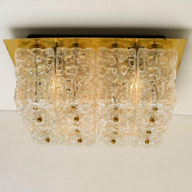 Large Thick Textured Glass Ceiling Flushmount from Kaiser, 1960s For Sale - Image 11 of 18