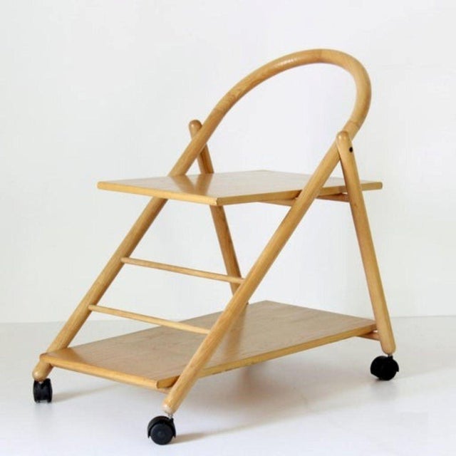 Vintage Bar Cart with Wood Structure and Wheels, 1980s For Sale - Image 12 of 16