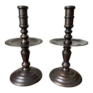 Vintage Monumental 16” Bronze Candlestick Holders -a Pair For Sale