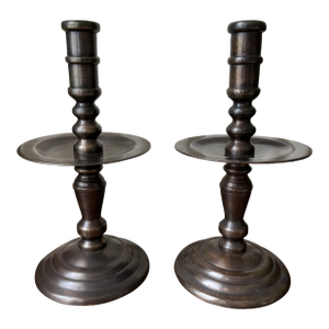 Vintage Monumental 16” Bronze Candlestick Holders -a Pair