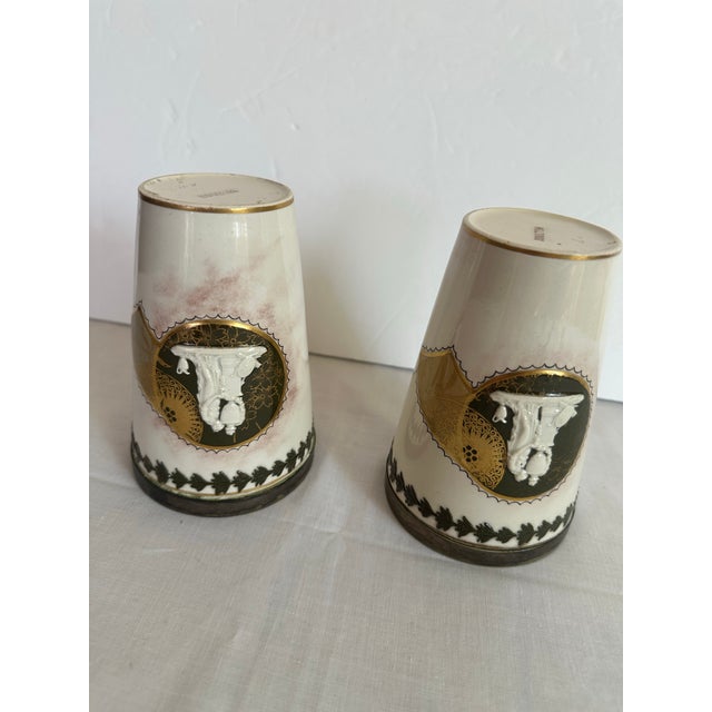 Doulton 19th Century Neoclassical Tumbler Set of 2 With Silver Lips For Sale - Image 9 of 11