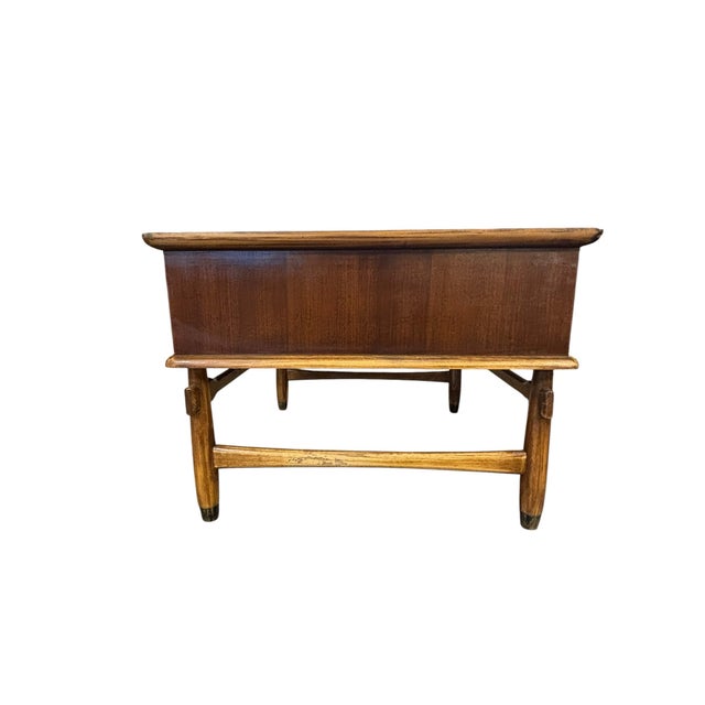 Lane Furniture MCM Lane Furniture Walnut Ceramic Top Coffee Table For Sale - Image 4 of 11