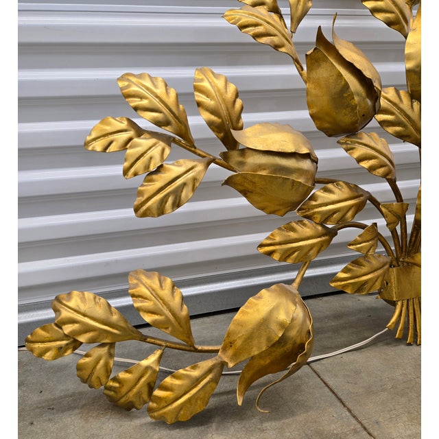 Hollywood Regency Vintage Hans Kogl Hollywood Regency Gold Leaf Wall Sconce For Sale - Image 3 of 7