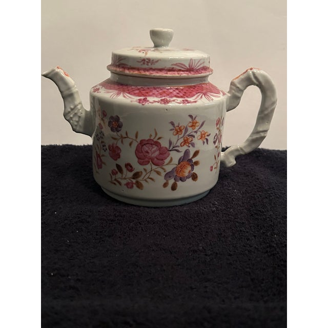 18th c Chinese "Famille Rose" Teapot with overglaze famille rose enamels. Qianlong Period. Circa 1770=1780. The piece is...