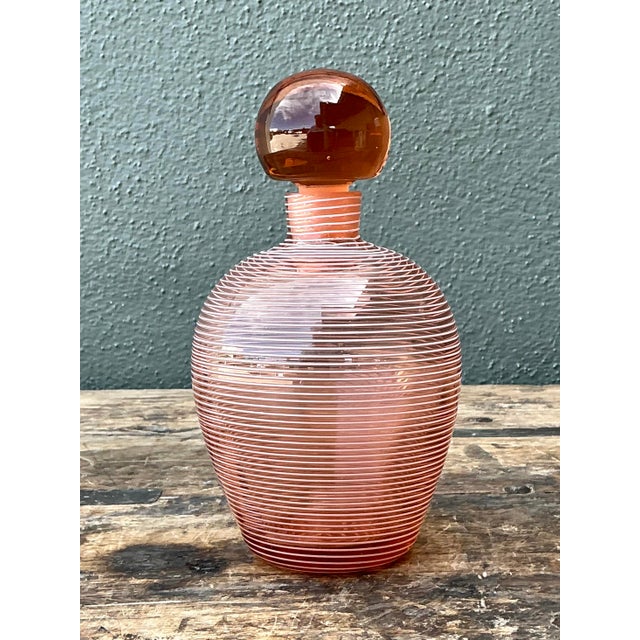 Vintage French Art Deco Style Spiral Glass Decanter For Sale In West Palm - Image 6 of 12