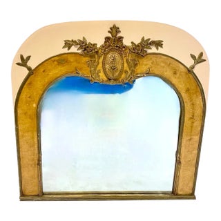 Antique Large Floral & Ribbon Vanity Mirror For Sale
