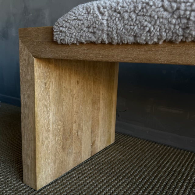 Casi Sheep Bench in White Oak and Natural Genuine Sheep Upholstery For Sale - Image 13 of 15