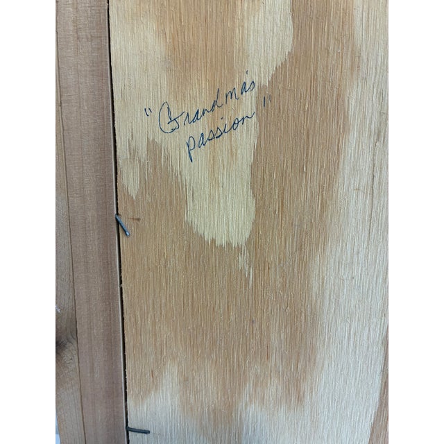 Signed Wood Marquetry Diorama"Grandma's Passion" by Cleve Lewis, 1994 For Sale - Image 18 of 18
