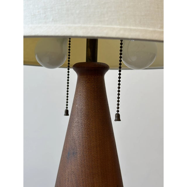Wood Vintage Conical Turned Pine Table Lamp With Alligatored Finish, Circa 1939 For Sale - Image 7 of 12