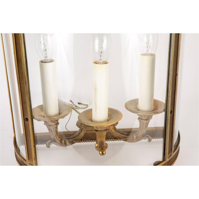 Vintage Glass and Brass Three Light Wall Sconce For Sale In New York - Image 6 of 9