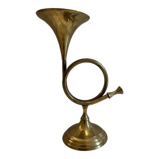 1960s Brass French Horn Candlestick Holder For Sale