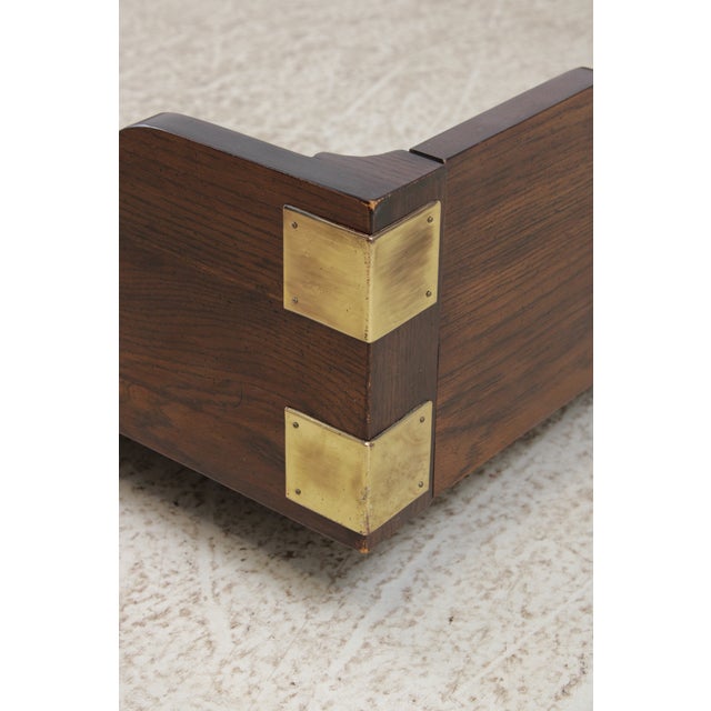 Henredon Scene 1 Campaign Style Oak Queen Size Bed For Sale - Image 14 of 18