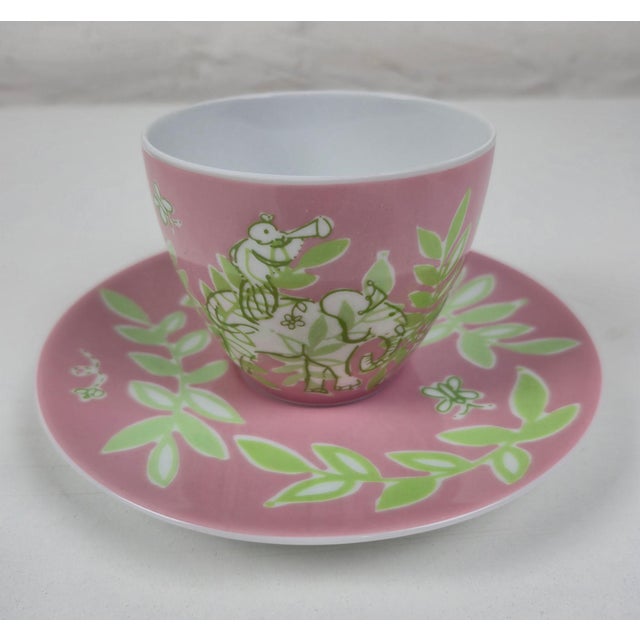 Rosenthal 1990s Gevalia Lilly Pulitzer Rosenthal Safari Animal Coffee Cups With Saucers Set- 4 Pieces For Sale - Image 4 of 10