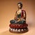 1970s Vintage Painted Copper Buddha Statue on Double Lotus Base For Sale - Image 5 of 10