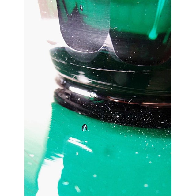 Large Antique Art Deco Vase in Cut Emerald Crystal, Bohemia, 1920s For Sale - Image 10 of 15