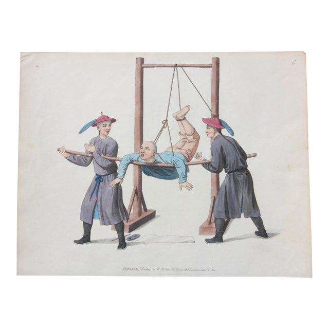 Antique Hand Colored Print of Chinese Life For Sale