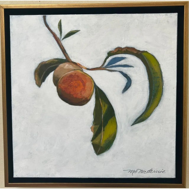 Peach “Is That All" Contemporary Impressionist Still Life (Includes Frame) of Peach Branch by Mill Valley Artist Mary Anne McKernie For Sale - Image 8 of 8
