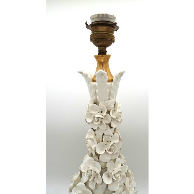 Spanish Ceramic Applied Flowers Lamp from Bondia, 1940s For Sale - Image 4 of 18