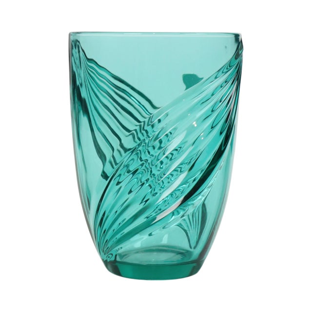 Vintage Turquoise Blue Glass Vase from Luminarc France, 1980s For Sale - Image 11 of 12