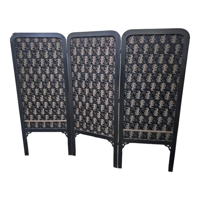 Mid Century Chinoiserie Black Dragon Screen For Sale
